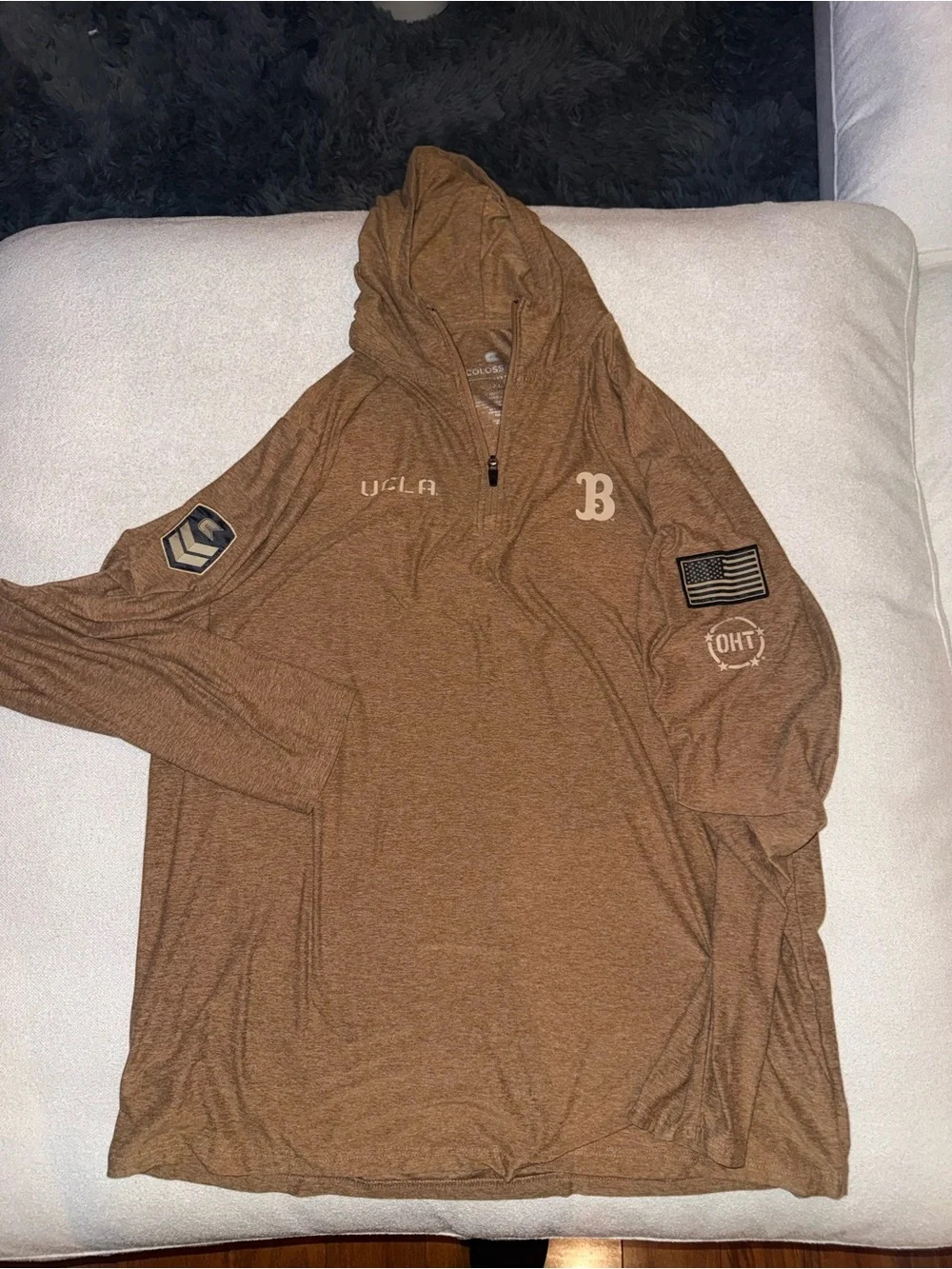 Colosseum UCLA Men's Brown Hooded Quarter-Zip Pullover